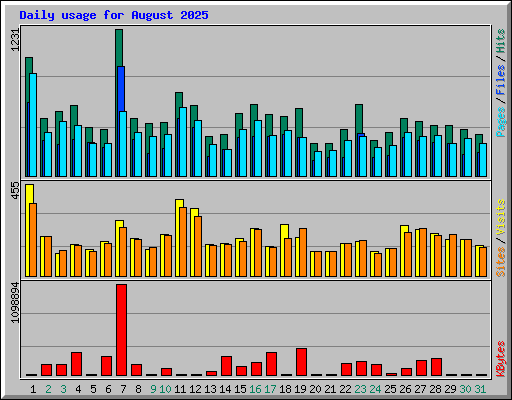 Daily usage for August 2025